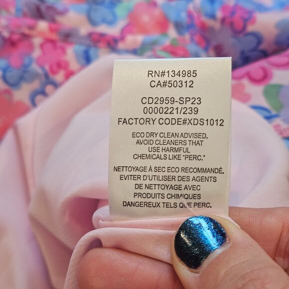 For Love & Lemons Angie Mini Dress Womens L Blue Pink Floral Corset Puff Sleeve - Picture 16 of 16